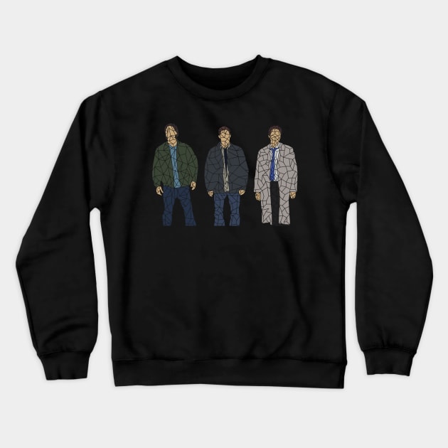 Supernatural Trio Geo - Sam, Dean, Cas Crewneck Sweatshirt by shellysom91